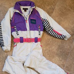 Nevica ZIGZAG Snow Ski Powder Suit Women's 8 White Purple snowsuit FS14